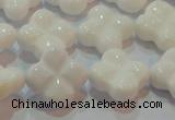 CAG7222 15.5 inches 16*16mm carved flower white agate gemstone beads