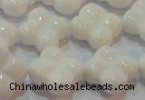 CAG7223 15.5 inches 18*18mm carved flower white agate gemstone beads