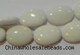 CAG7240 15.5 inches 10*14mm oval white agate gemstone beads