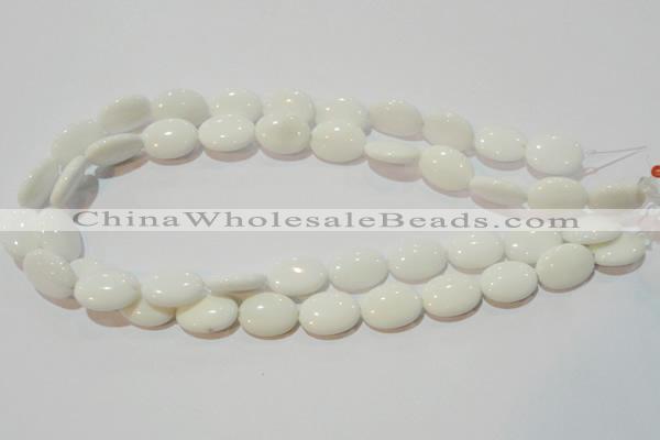 CAG7240 15.5 inches 10*14mm oval white agate gemstone beads