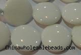 CAG7252 15.5 inches 12mm flat round white agate gemstone beads