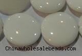 CAG7255 15.5 inches 18mm flat round white agate gemstone beads