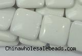 CAG726 15.5 inches 20*20mm square white agate gemstone beads