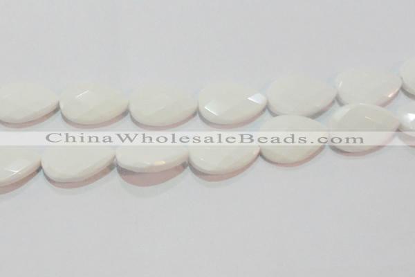 CAG7269 15.5 inches 20*30mm faceted flat teardrop white agate beads