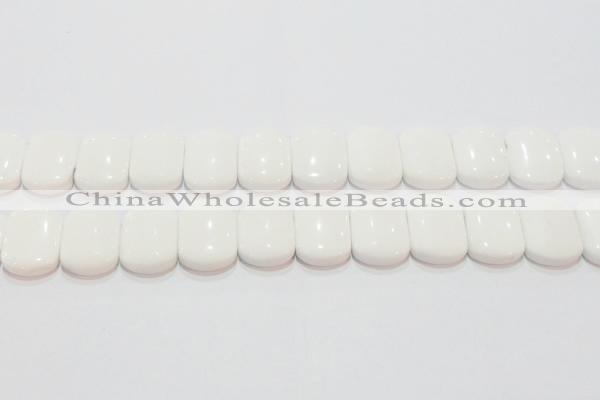 CAG7275 15.5 inches 18*25mm rectangle double drilled white agate beads
