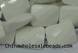 CAG728 15.5 inches 18*25mm twisted faceted rectangle white agate beads