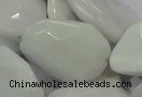 CAG730 15.5 inches 20*30mm faceted freeform white agate beads