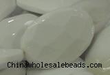 CAG731 15.5 inches 30*45mm faceted freeform white agate beads