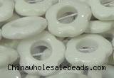 CAG732 15.5 inches 22*22mm flower-shaped white agate beads