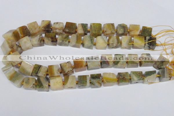 CAG7382 15.5 inches 11*12mm - 13*14mm cube dragon veins agate beads