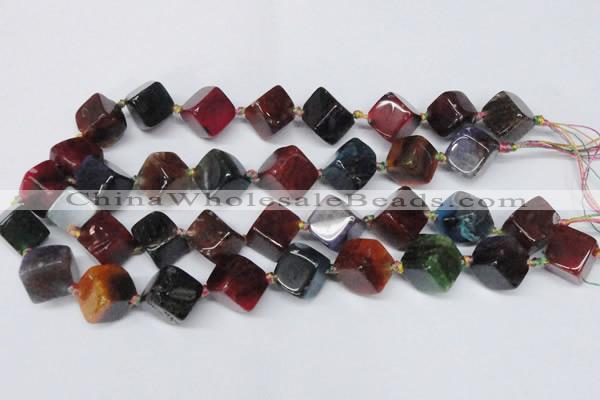 CAG7418 15.5 inches 13*14mm - 14*15mm cube dragon veins agate beads