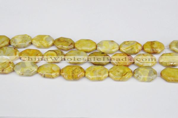CAG7437 15.5 inches 20*30mm octagonal crazy lace agate beads