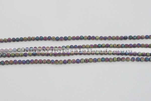 CAG7448 15.5 inches 4mm round plated druzy agate beads wholesale