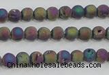 CAG7449 15.5 inches 6mm round plated druzy agate beads wholesale