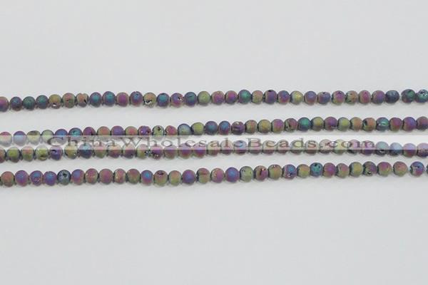 CAG7449 15.5 inches 6mm round plated druzy agate beads wholesale