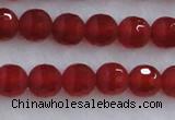 CAG7456 15.5 inches 6mm faceted round matte red agate beads