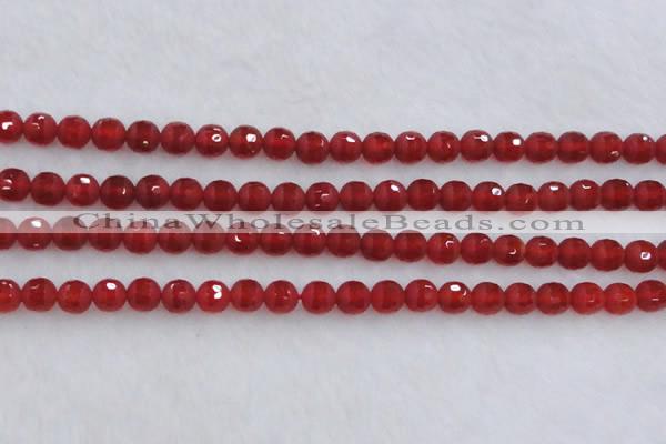 CAG7456 15.5 inches 6mm faceted round matte red agate beads