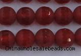 CAG7458 15.5 inches 10mm faceted round matte red agate beads