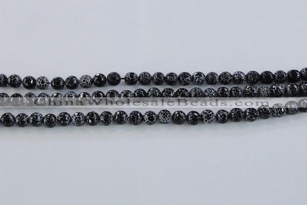 CAG7601 15.5 inches 6mm faceted round frosted agate beads wholesale