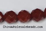 CAG7864 15.5 inches 18mm faceted round red agate beads wholesale