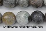 CAG7873 15.5 inches 20mm faceted round silver needle agate beads