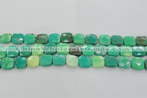 CAG7915 15.5 inches 18*18mm faceted square grass agate beads