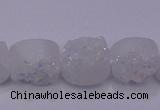 CAG7945 7.5 inches 8*10mm oval plated white druzy agate beads