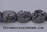 CAG7953 7.5 inches 8*10mm oval plated white druzy agate beads