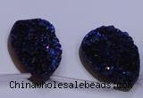 CAG7987 Top drilled 22*30mm flat teardrop plated white druzy agate beads