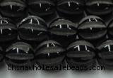 CAG8002 15.5 inches 12mm carved round black agate beads