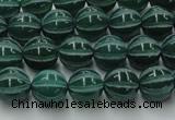 CAG8005 15.5 inches 8mm carved round green agate beads