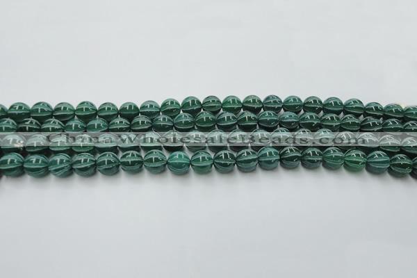 CAG8005 15.5 inches 8mm carved round green agate beads