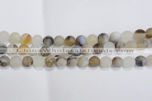 CAG8015 15.5 inches 12mm round matte Montana agate gemstone beads