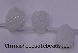 CAG8110 Top drilled 12*16mm teardrop white plated druzy agate beads