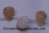 CAG8111 Top drilled 12*16mm teardrop champagne plated druzy agate beads