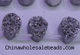 CAG8112 Top drilled 12*16mm teardrop silver plated druzy agate beads