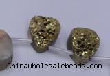 CAG8113 Top drilled 12*16mm teardrop glod plated druzy agate beads