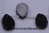 CAG8127 Top drilled 15*20mm teardrop black plated druzy agate beads