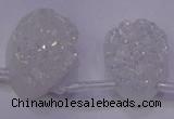 CAG8130 Top drilled 18*25mm teardrop white plated druzy agate beads