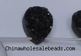 CAG8137 Top drilled 18*25mm teardrop black plated druzy agate beads