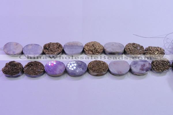 CAG8163 7.5 inches 12*16mm oval glod plated druzy agate beads