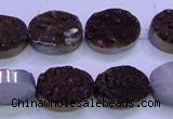 CAG8175 7.5 inches 13*18mm oval purple plated druzy agate beads
