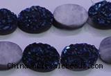 CAG8176 7.5 inches 13*18mm oval blue plated druzy agate beads