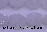 CAG8180 7.5 inches 15*20mm oval white plated druzy agate beads