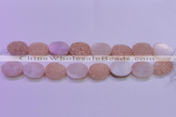 CAG8191 7.5 inches 18*25mm oval champagne plated druzy agate beads