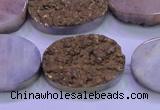 CAG8203 7.5 inches 20*30mm oval glod plated druzy agate beads