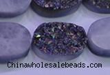 CAG8204 7.5 inches 20*30mm oval rainbow plated druzy agate beads