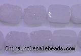 CAG8210 Top drilled 10*14mm rectangle white plated druzy agate beads