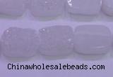 CAG8220 Top drilled 12*16mm rectangle white plated druzy agate beads