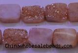 CAG8221 Top drilled 12*16mm rectangle champagne plated druzy agate beads